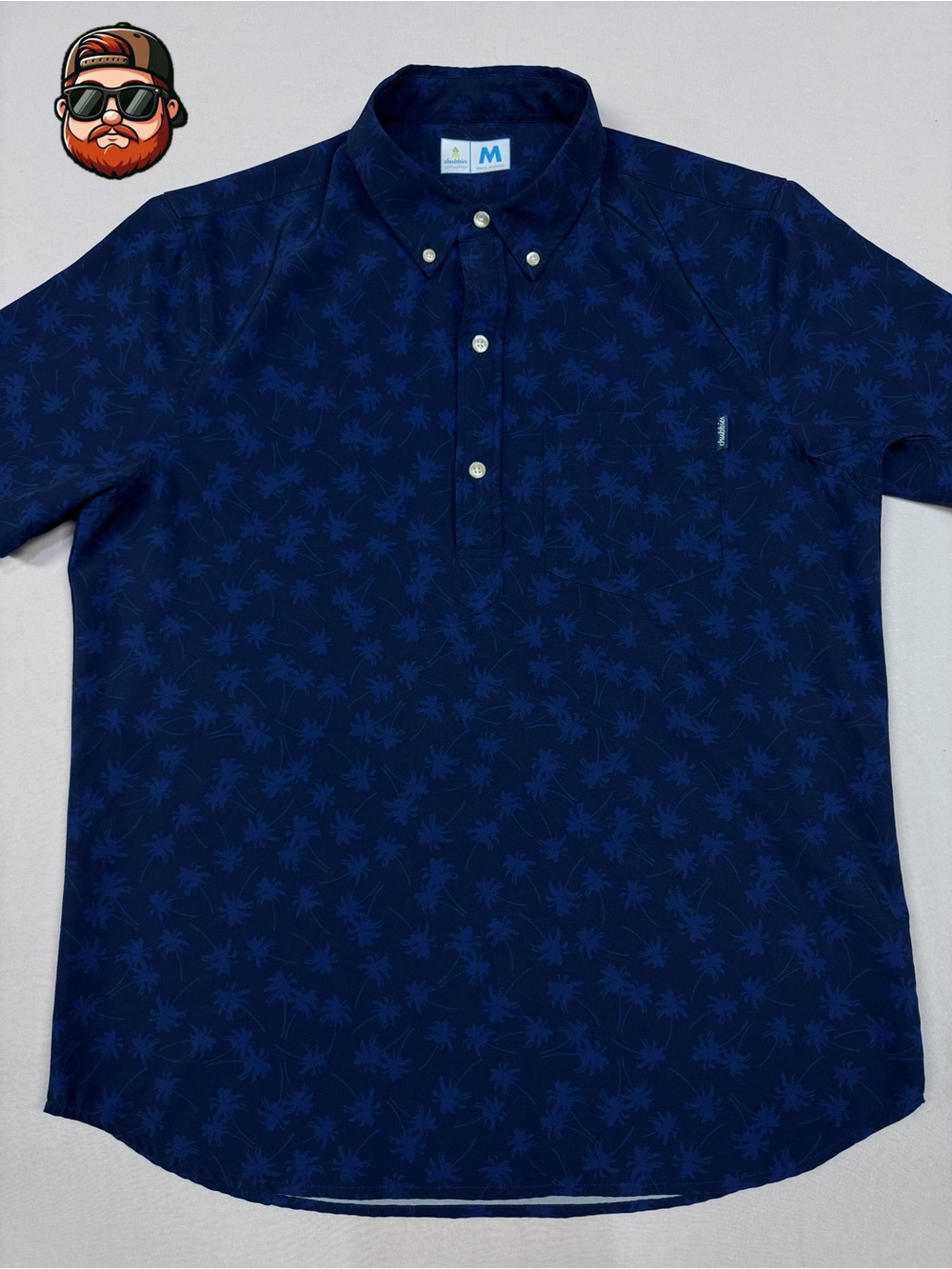 Men’s Chubbies Medium Blue Palms Performance Stretch Short Sleeve Pullover Shirt